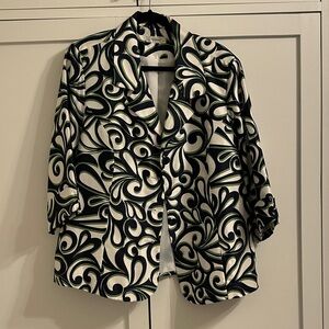 Dressbarn Navy, White, and Green Swirl Jacket